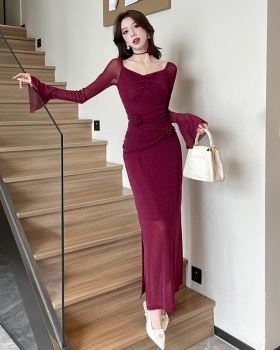 Autumn asymmetry long dress package hip dress