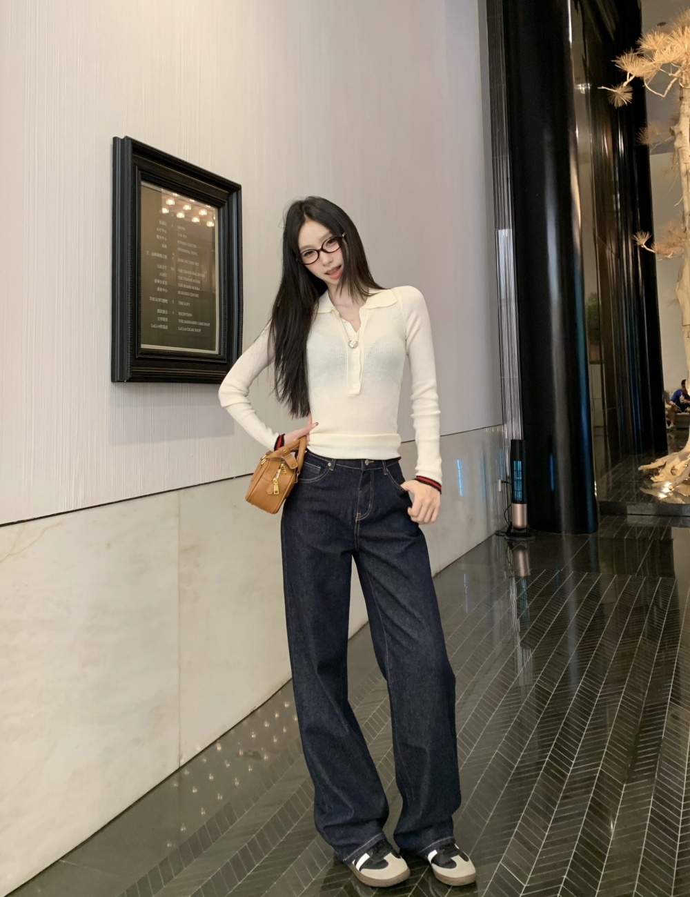 Retro straight casual pants all-match jeans for women