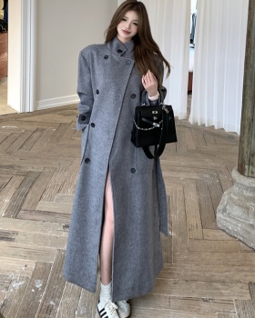 Loose retro woolen coat Korean style long coat for women