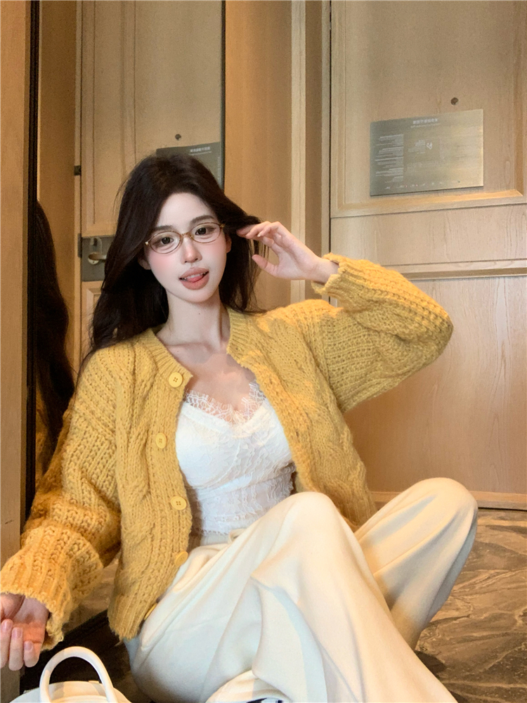 Sweet temperament cardigan tender knitted sweater