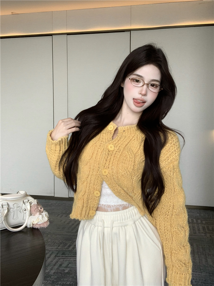 Sweet temperament cardigan tender knitted sweater