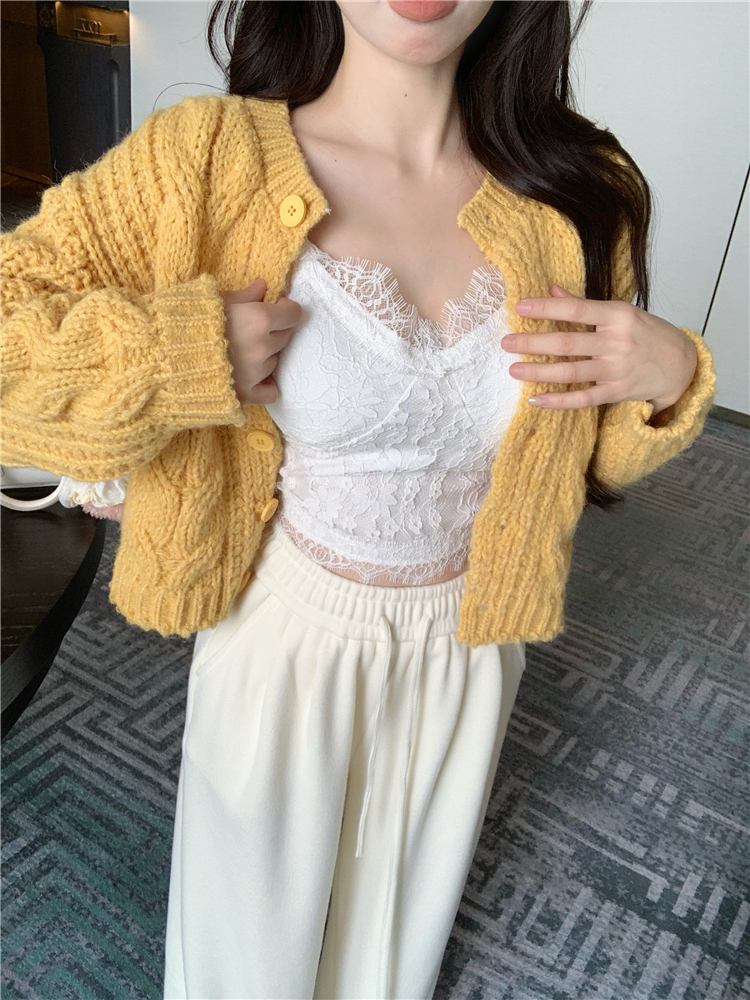 Sweet temperament cardigan tender knitted sweater