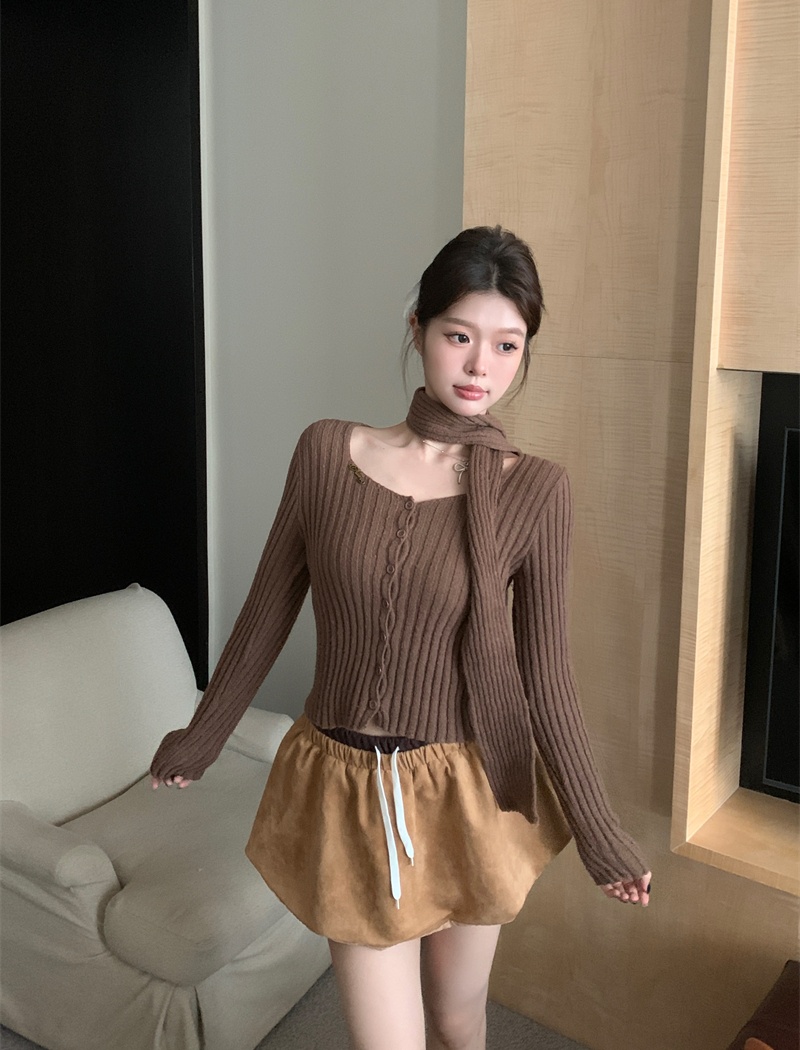 Spicegirl bottoming square collar all-match slim sweater