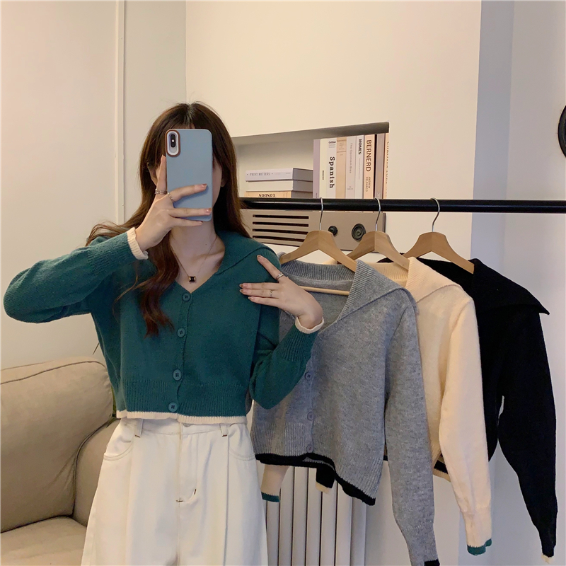 Autumn and winter short tops pure sweater for women