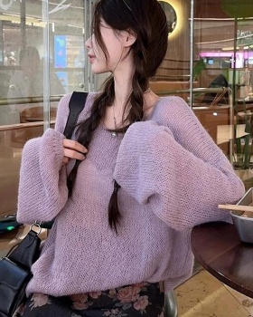 Lazy purple sweater all-match pullover tops for women