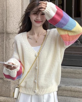 Loose autumn mohair coat knitted sweet cardigan