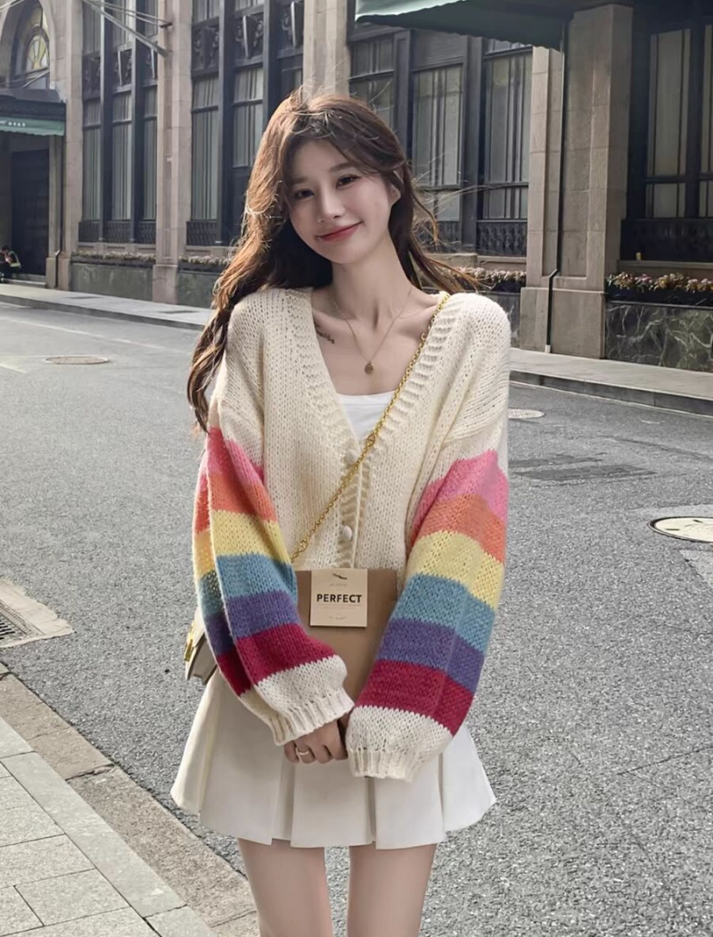 Loose autumn mohair coat knitted sweet cardigan