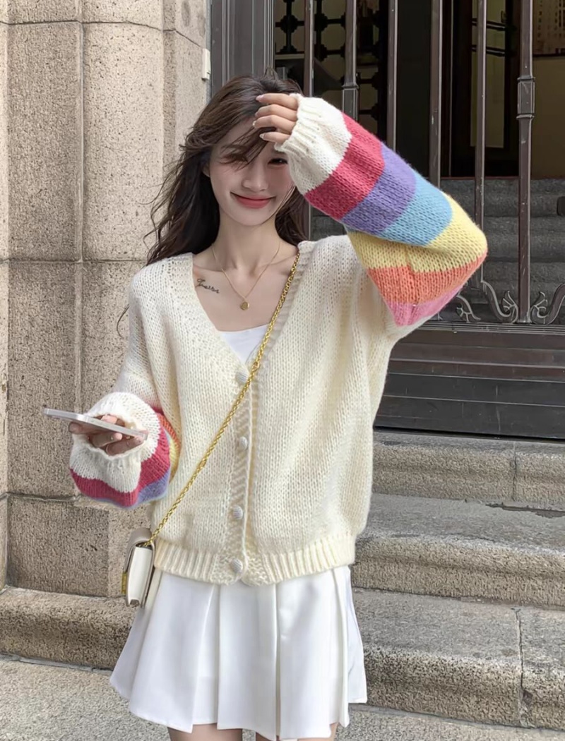 Loose autumn mohair coat knitted sweet cardigan