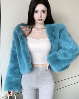 Thick loose fashion fluffy all-match jacket for women