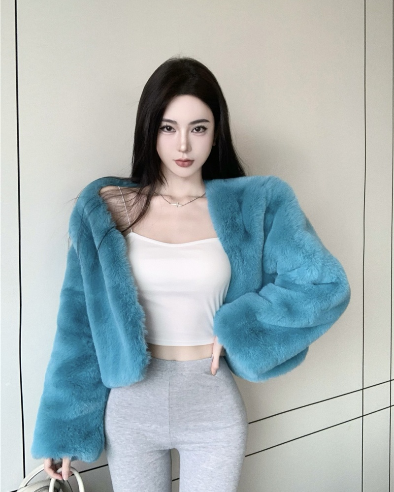 Thick loose fashion fluffy all-match jacket for women