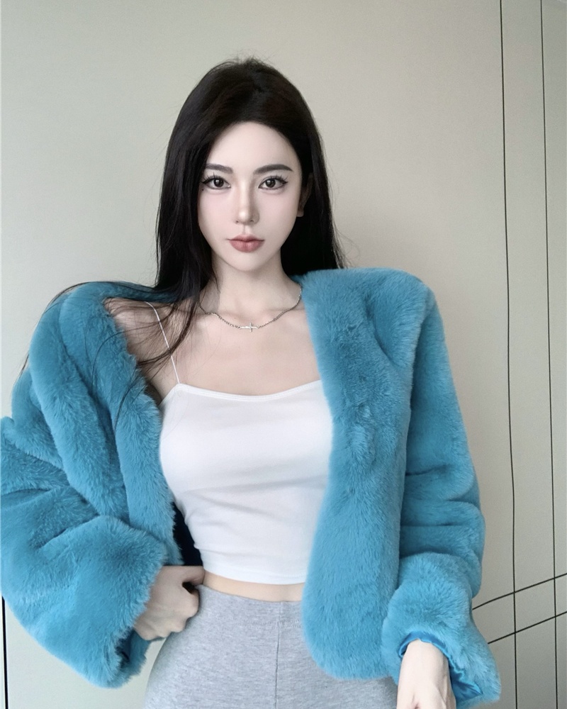 Thick loose fashion fluffy all-match jacket for women