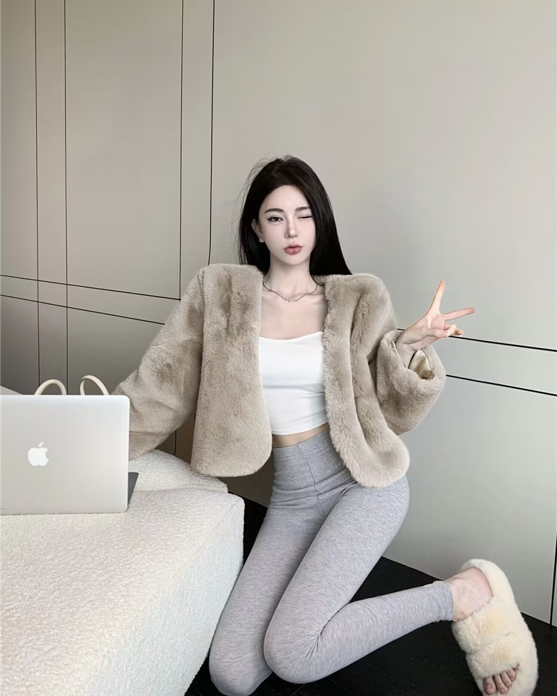 Thick loose fashion fluffy all-match jacket for women