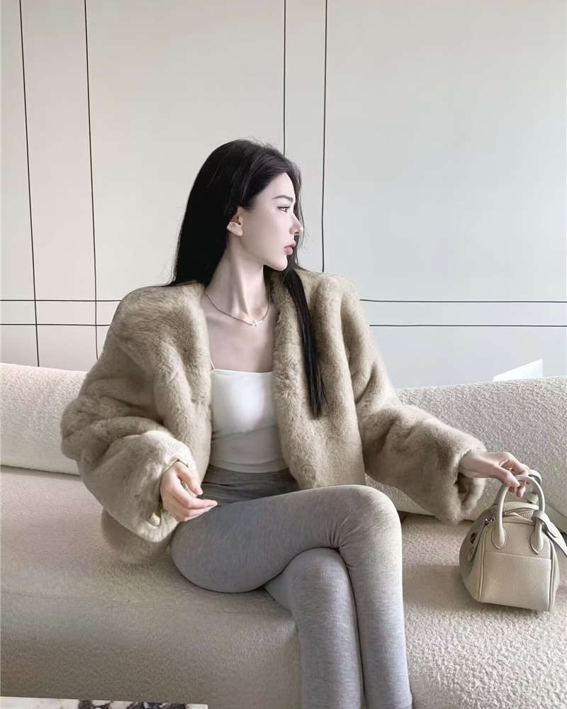 Thick loose fashion fluffy all-match jacket for women