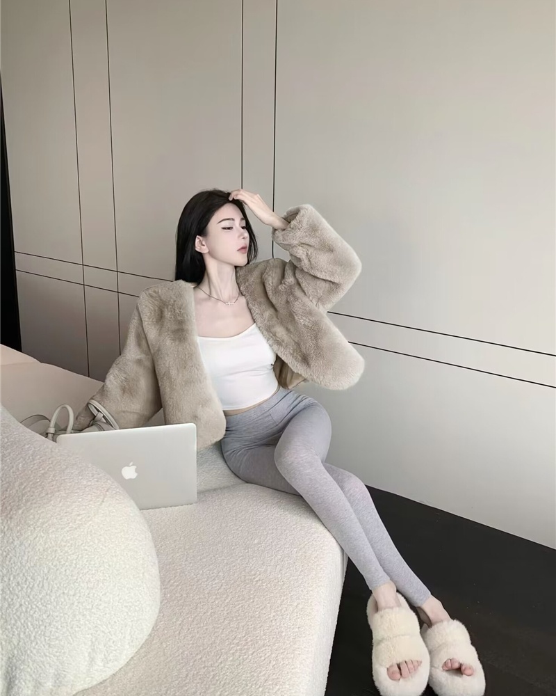 Thick loose fashion fluffy all-match jacket for women