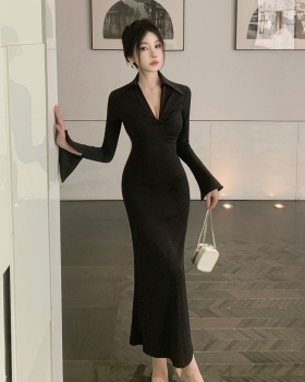 Slim long dress long sleeve dress for women