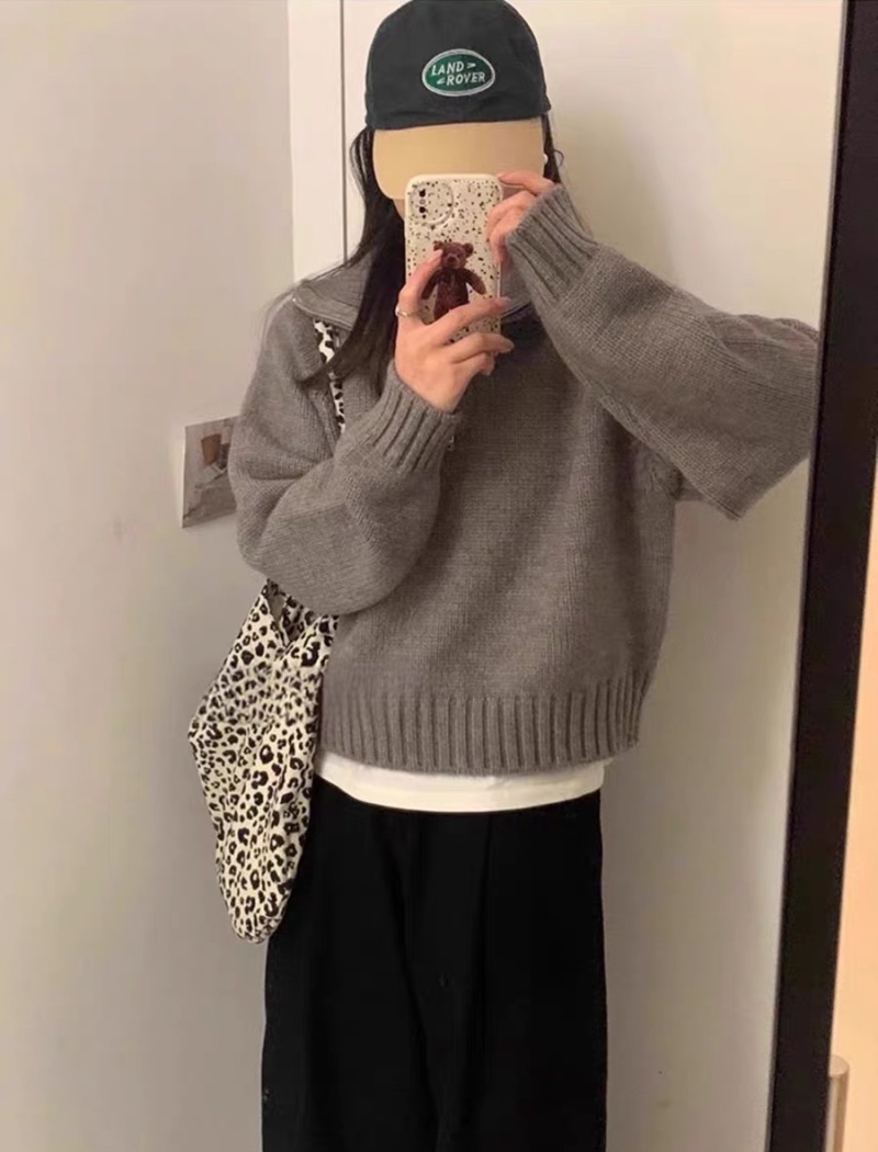 Show young thermal loose Korean style high collar sweater