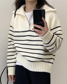 Korean style niche sweater stripe loose tops for women