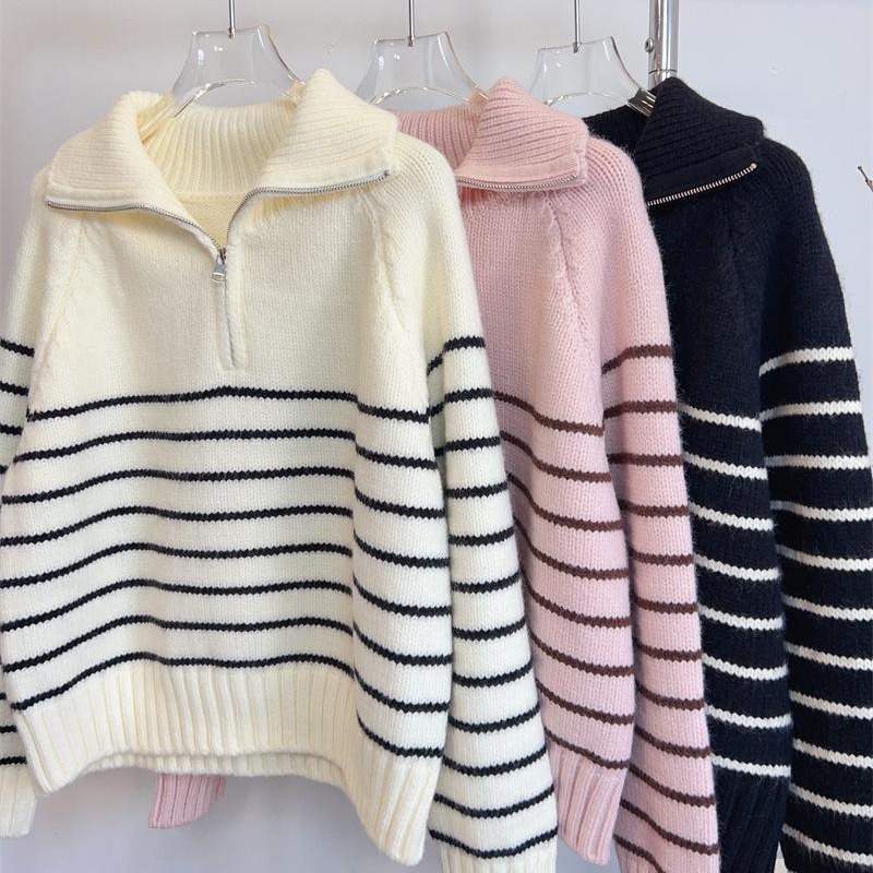 Korean style niche sweater stripe loose tops for women