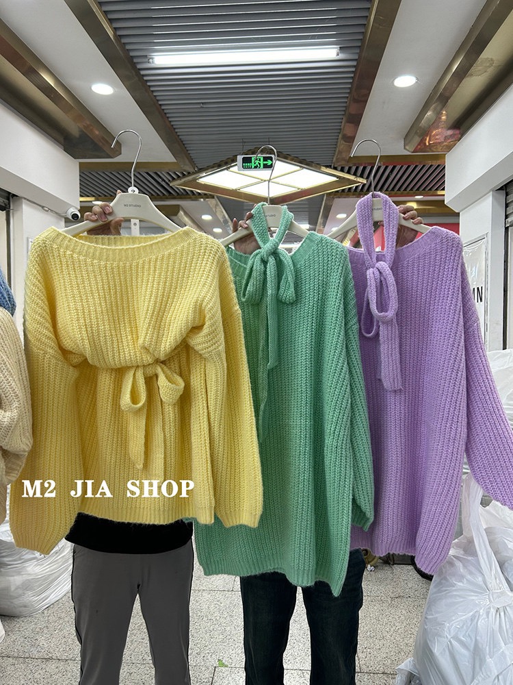 Korean style strapless candy colors autumn sweater