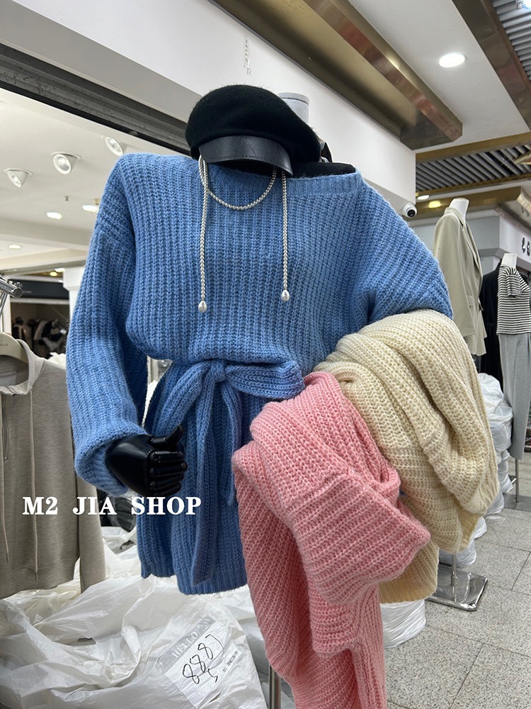 Korean style strapless candy colors autumn sweater