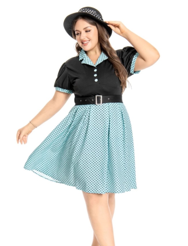 Big skirt polka dot retro large yard dress for women