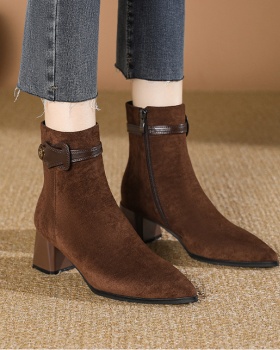 Plus velvet half Boots high-heeled boots for women