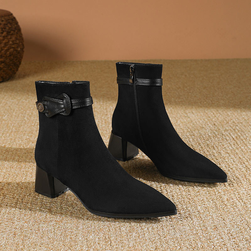 Plus velvet half Boots high-heeled boots for women