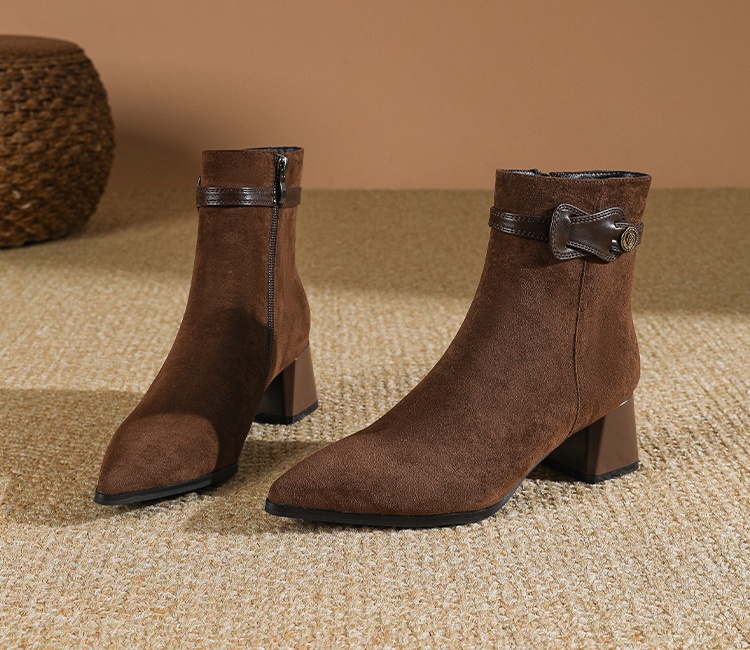 Plus velvet half Boots high-heeled boots for women