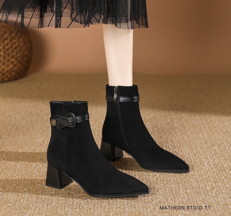 Plus velvet half Boots high-heeled boots for women