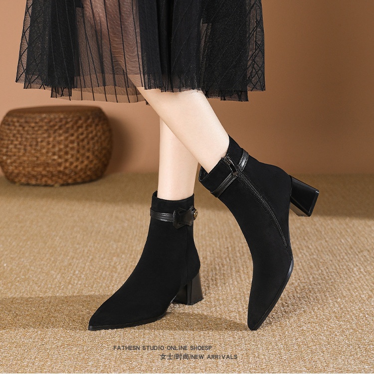 Plus velvet half Boots high-heeled boots for women