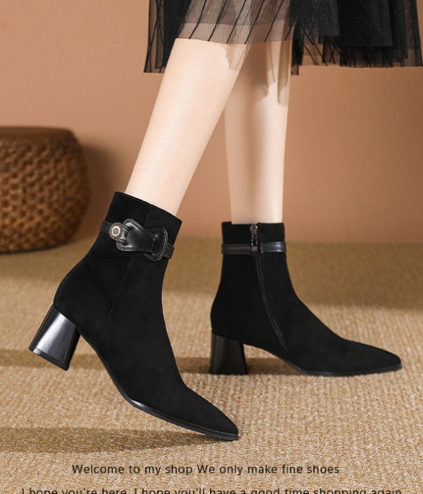 Plus velvet half Boots high-heeled boots for women