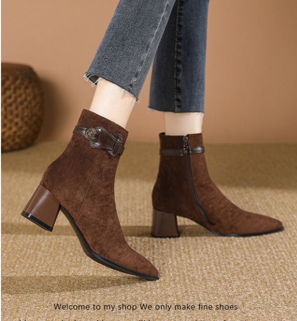 Plus velvet half Boots high-heeled boots for women