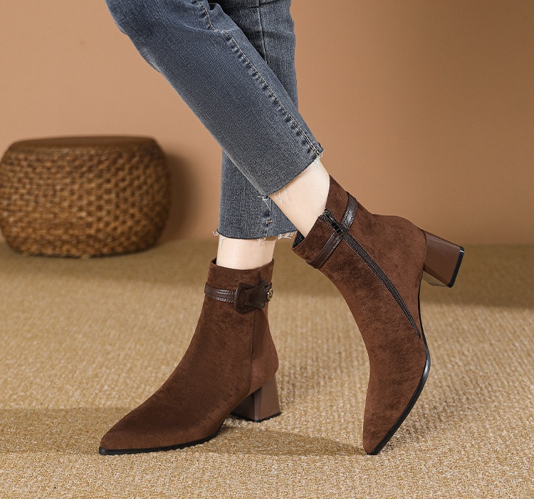 Plus velvet half Boots high-heeled boots for women