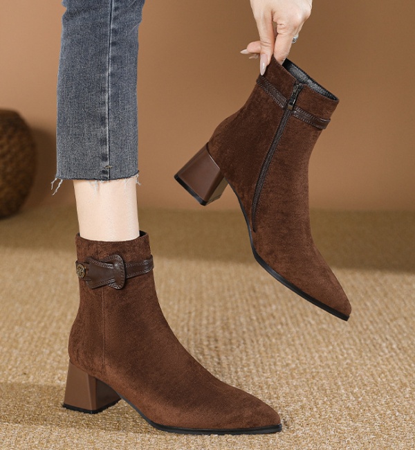 Plus velvet half Boots high-heeled boots for women