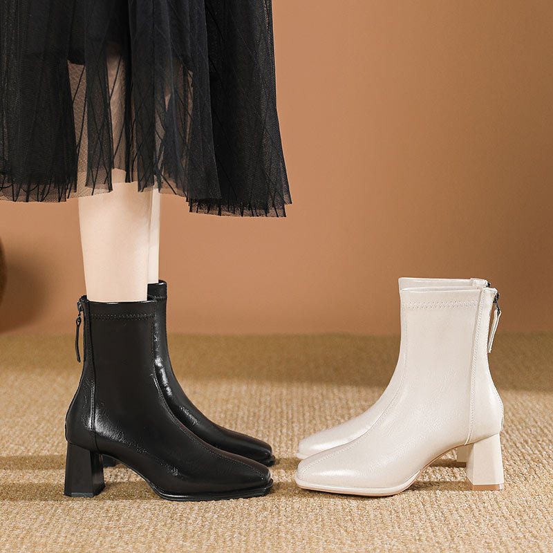 Plus velvet thick short boots white boots for women