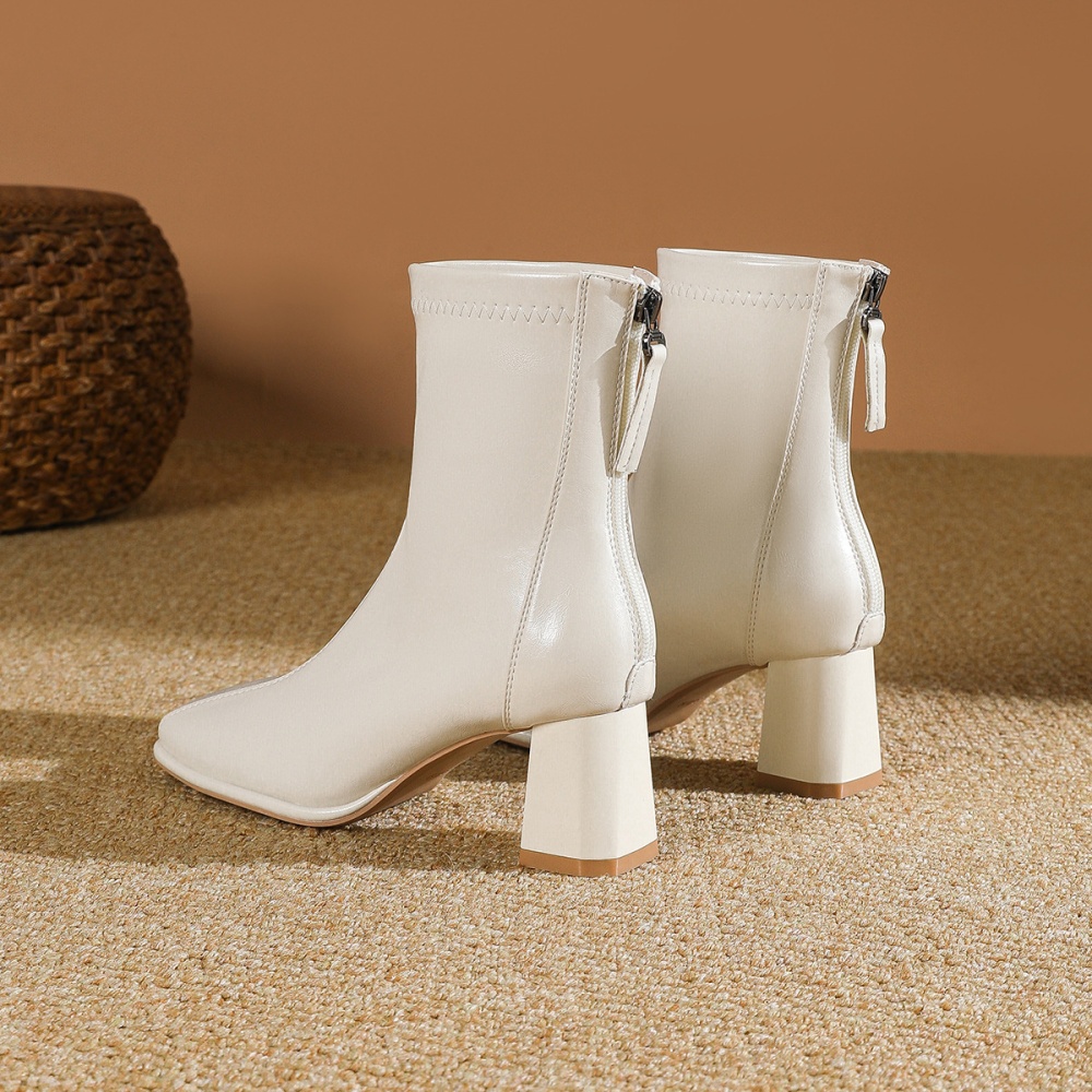 Plus velvet thick short boots white boots for women