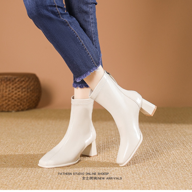 Plus velvet thick short boots white boots for women