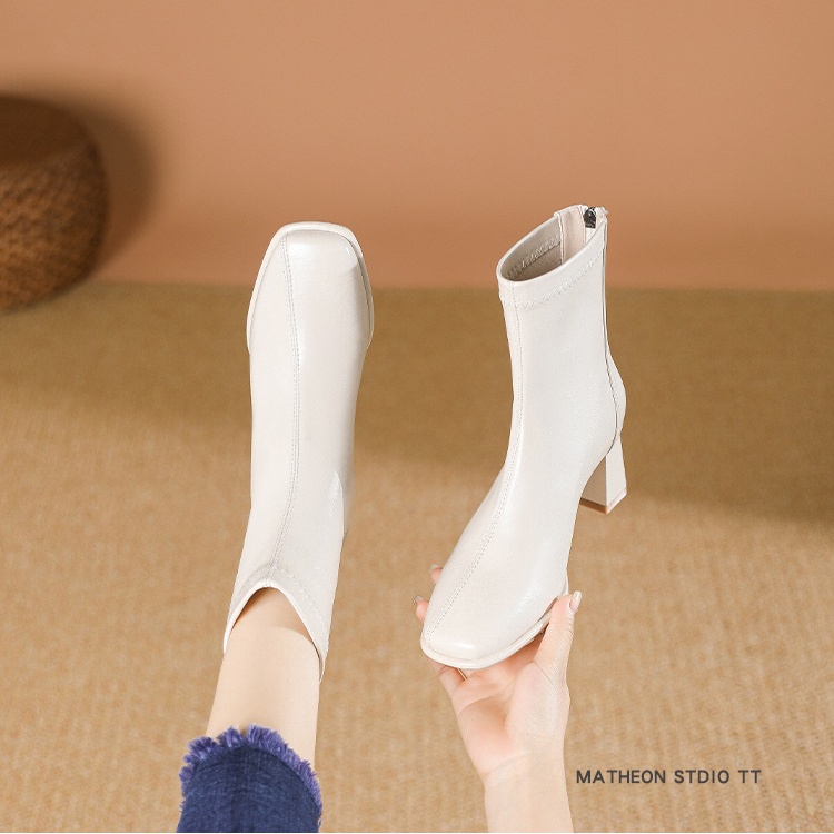 Plus velvet thick short boots white boots for women