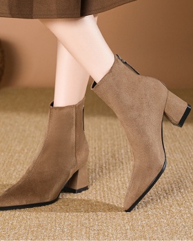 Pointed winter short boots broadcloth boots for women