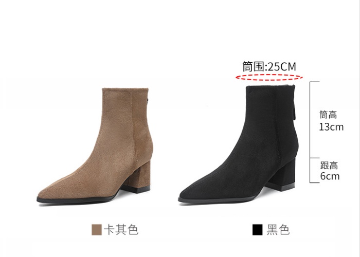 Pointed winter short boots broadcloth boots for women