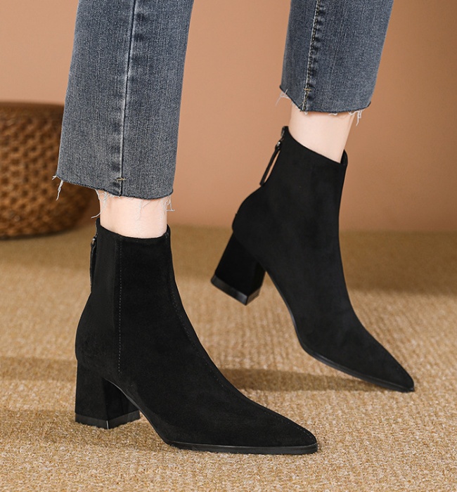 Pointed winter short boots broadcloth boots for women