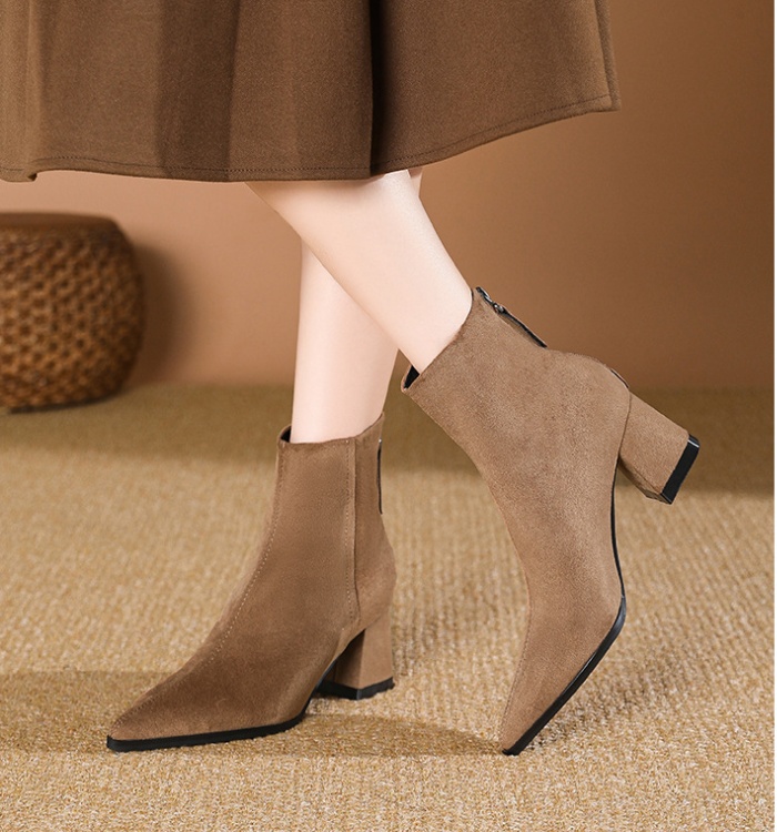 Pointed winter short boots broadcloth boots for women