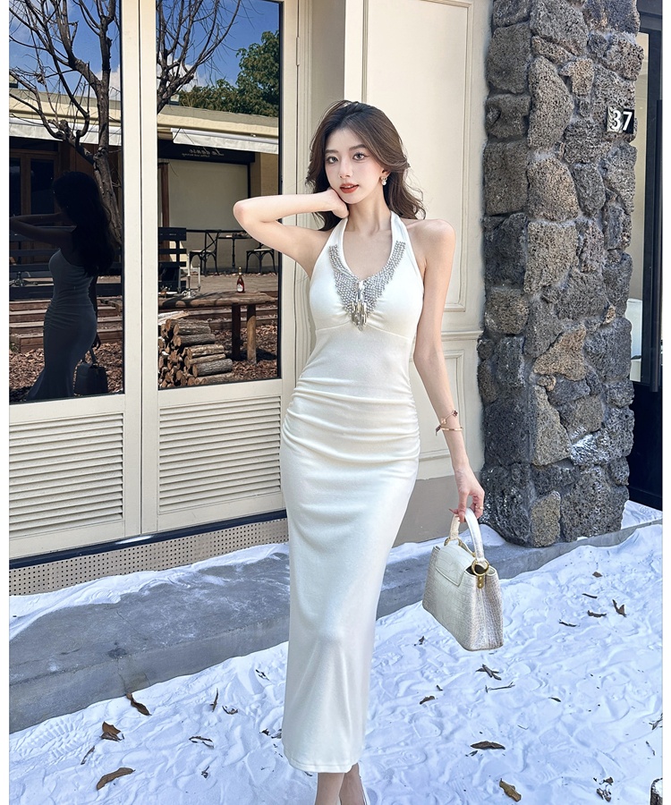 Halter ladies evening dress slim dress for women