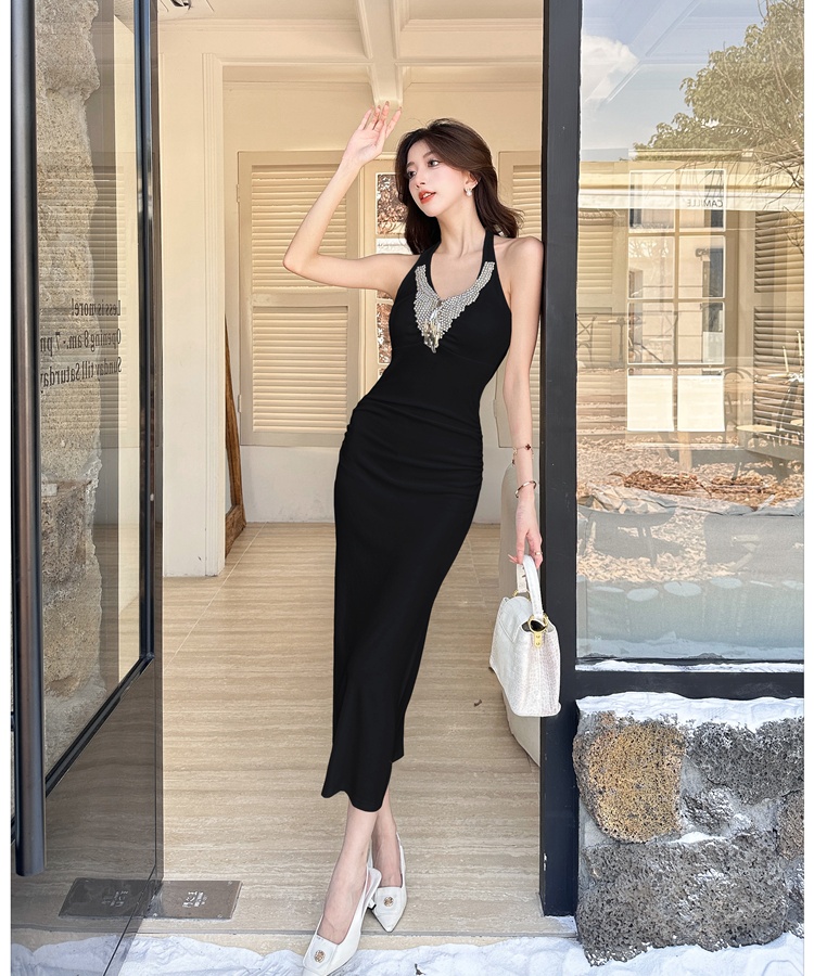 Halter ladies evening dress slim dress for women