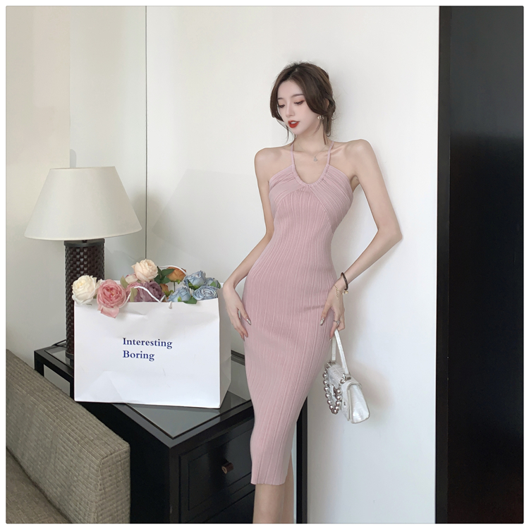 Knitted strap dress dress 2pcs set for women