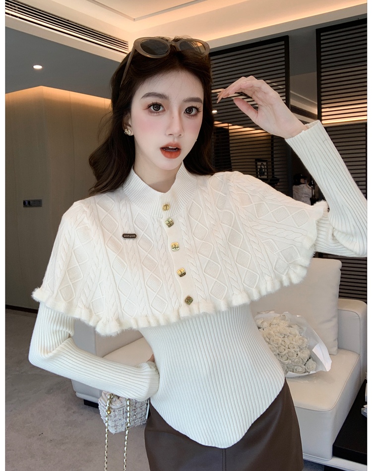 Retro knitted tops tassels sweater 2pcs set