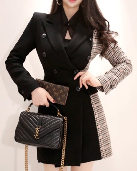 Double-breasted slim coat splice Korean style business suit