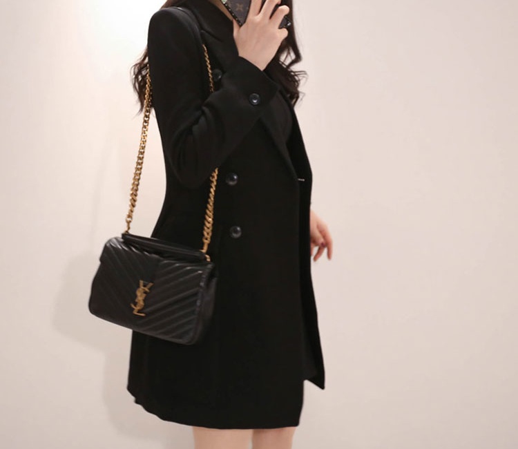 Double-breasted slim coat splice Korean style business suit