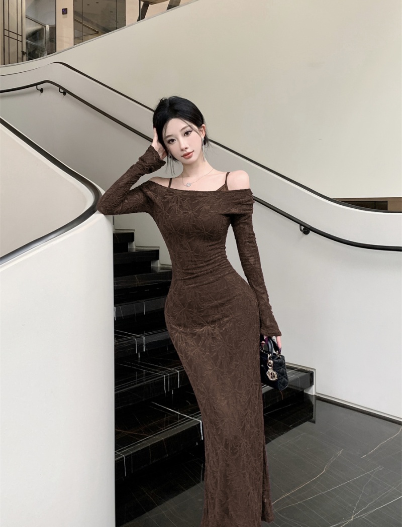 Package hip temperament long dress lace retro dress