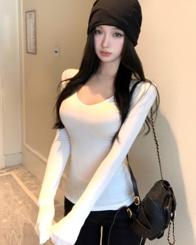 Long sleeve T-shirt V-neck bottoming shirt for women